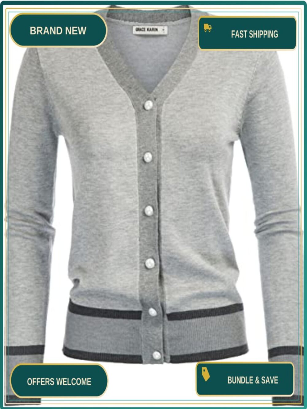 Lightweight Cropped Cardigan Long Sleeve V-Neck Button Down Shrug